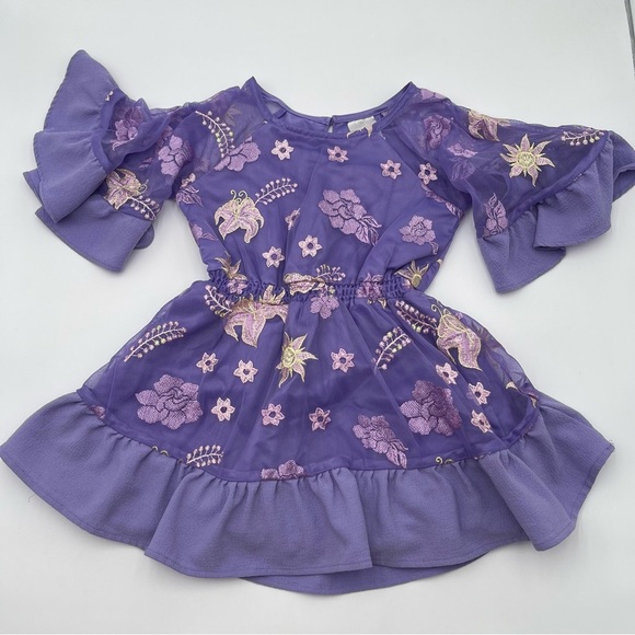 Disney Rapunzel Dress Girls Size 5/6 Disney Store Tangled Princess Purple Floral - Picture 4 of 13